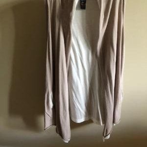 beige and white vest